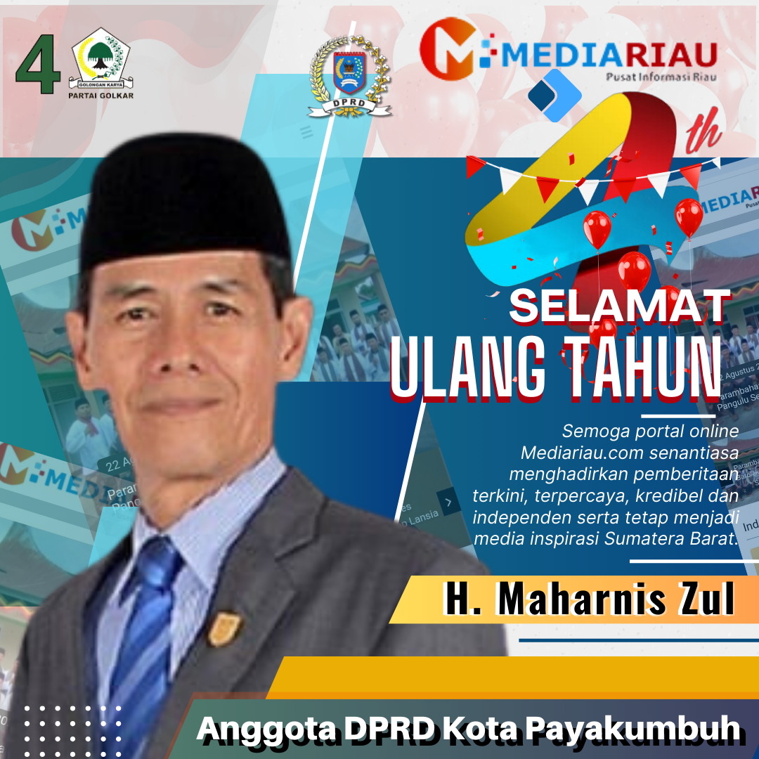 H.Maharnis Zul Anggota DPRD Kota Payakumbuh Mengucapkan Selamat Hut Mediariau.com Ke-4